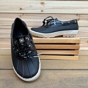 Black/White Michael Kors MK Women's Boat Shoes Lace Up Loafers
